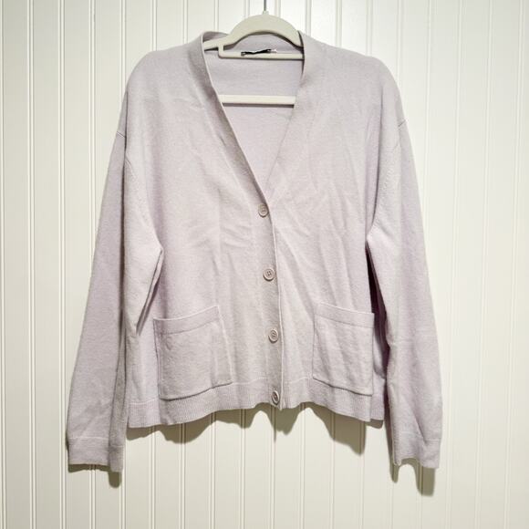 Scanlan Theodore Cashmere Cardigan Lilac Gray Size Large - Picture 2 of 7